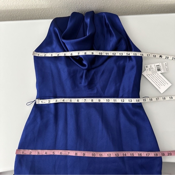 NEW Aidan by Aidan Mattox [ 6 ]‎ Satin Cowl Neck Gown in Royal Sapphire - Picture 3 of 16